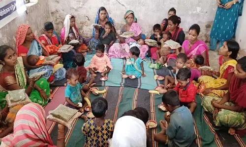 Women and children present at Anganwadi