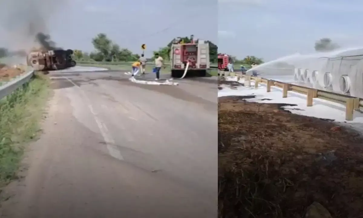 chemical tanker fire in Nagaur