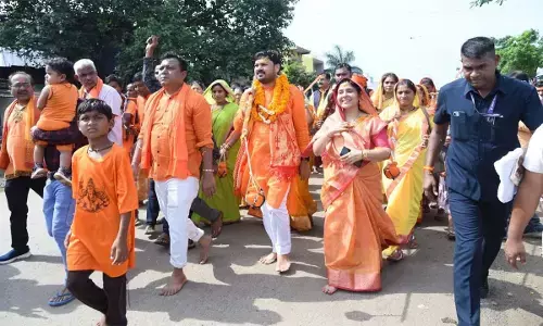 Thousands of Shiva devotees with MLA Anuj Sharma