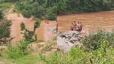 गर्भवती महिला को लेने के लिए 102 महतारी एक्सप्रेस के कर्मचारियों ने बहती नदी को पार कर गर्भवती महिला तक पहुंचे गर्भवती महिला को लेने के लिए 102 महतारी एक्सप्रेस के कर्मचारियों ने बहती नदी को पार कर गर्भवती महिला तक पहुंचे
