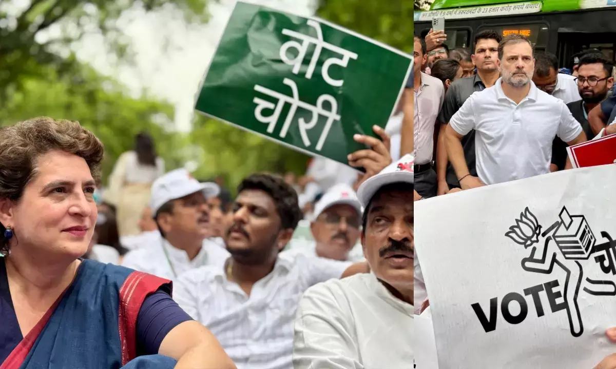 वोट चोरी मार्च: SIR के खिलाफ दिल्ली में प्रदर्शन करते विपक्षी सांसद।