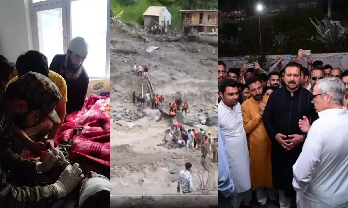 जम्मू कश्मीर के किश्तवाड़ जिले में तबाही के बाद रेस्क्यू ऑपरेशन, सीएम ने लिया जायजा।