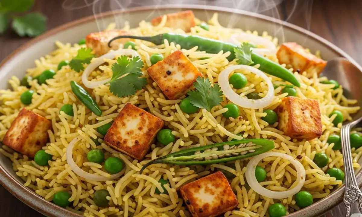 how to make matar paneer pulao