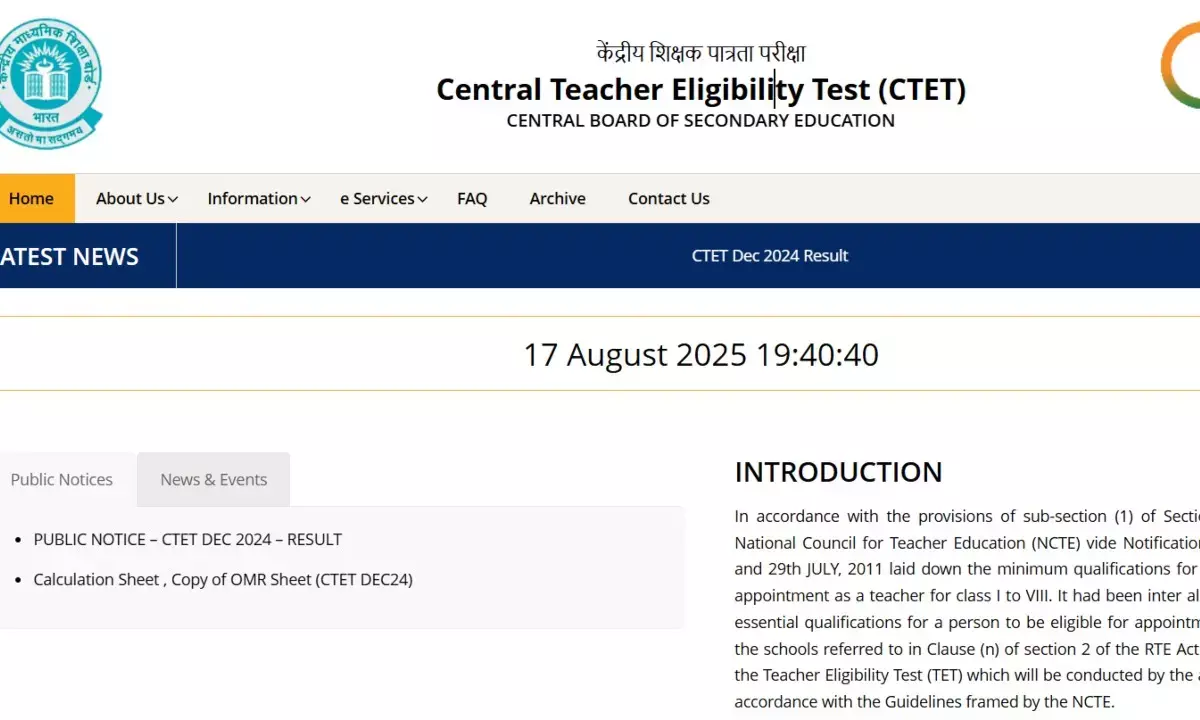 CBSE CTET 2025 December 2025 Notification