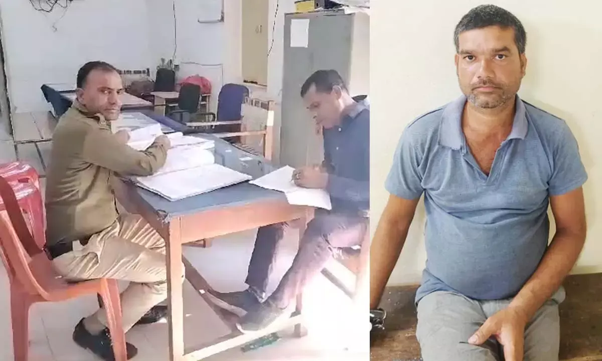 पुलिस की गिरफ्त में आरोपी (नीली टीशर्ट वाला) पुलिस की गिरफ्त में आरोपी (नीली टीशर्ट वाला)