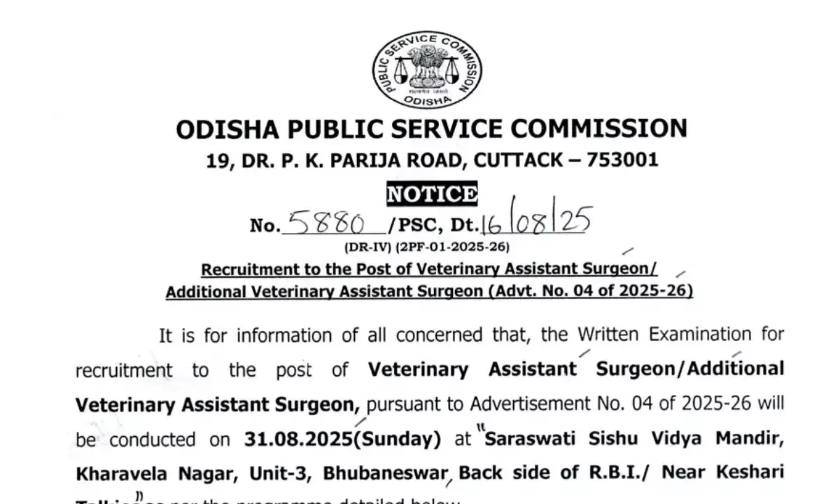 OPSC VAS Recruitment 2025: Veterinary Assistant Surgeon Exam date
