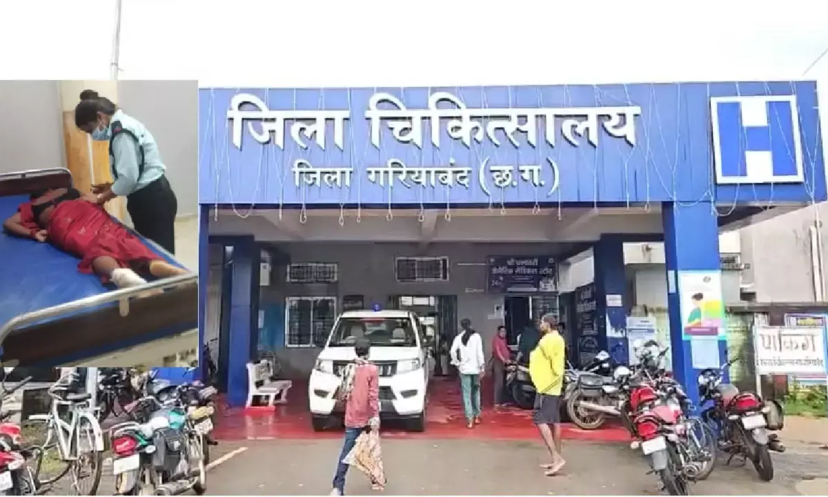 गरियाबंद के जिला चिकित्सालय में नर्सेस की जगह पर एक महिला गार्ड कर्मी के द्वारा मरीजों को इंजेक्शन लगाती दिखी