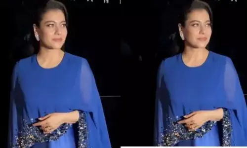 काजोल ने ब्लू ड्रेस के साथ पहनी हाई हील्स, धीरे-धीरे चलती हुई आई नजर