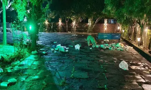 मंदिर परिसर में फैली गंदगी