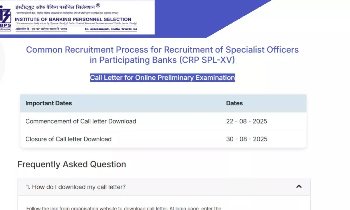 IBPS SO Prelims Admit Card 2025 OUT