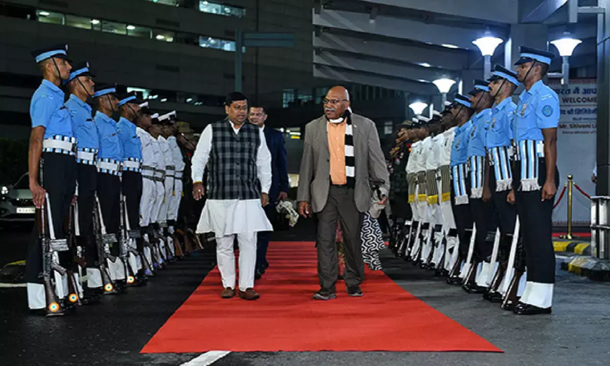 Union Minister Sukant Majumdar welcomed Sitiveni Rabuka on his arrival in New Delhi.
