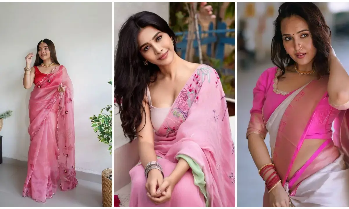 Hartalika Teej 2025 beautiful Pink Saree Design