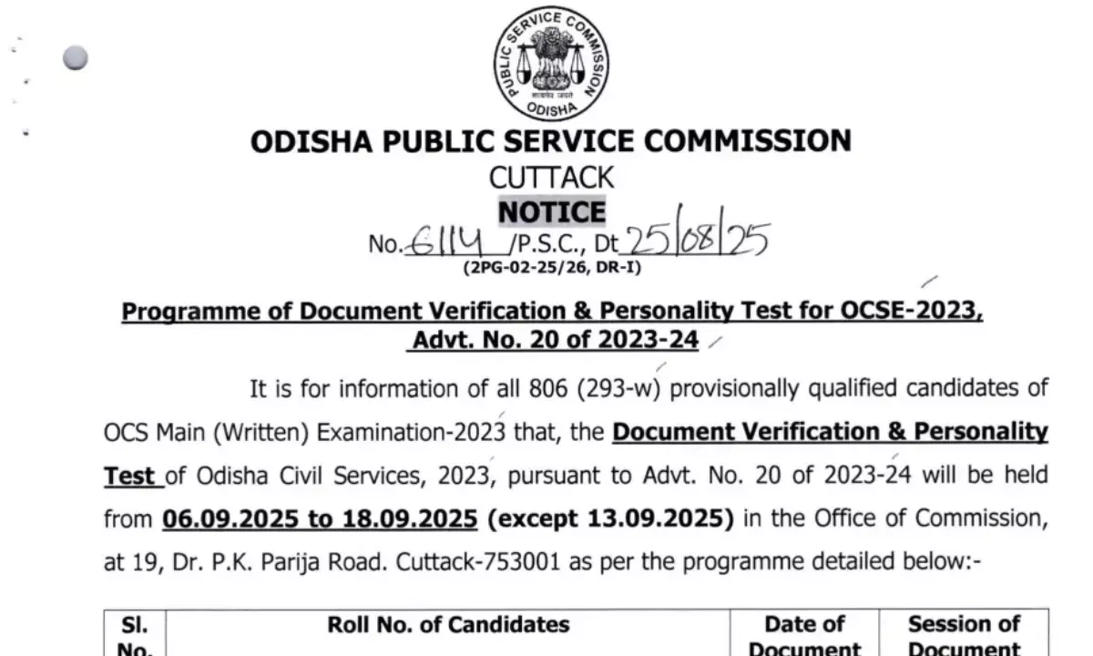 OPSC OCS mains exam 2023 result OUT