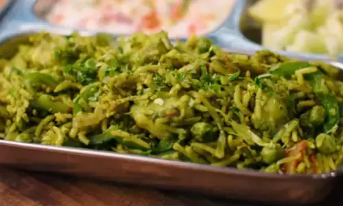 हरियाली तवा पुलाव बनाने की रेसिपी।