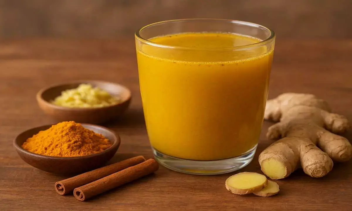 health drink made with cinnamon ginger and turmeric