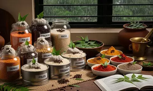 how to store pulses ricc  and spices in monsoon