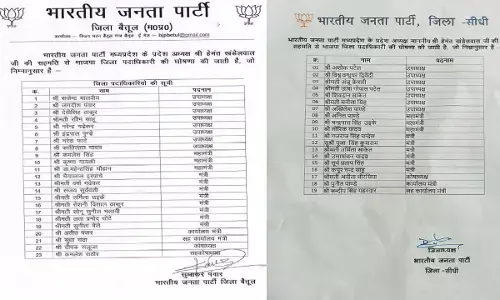 बीजेपी ने सीधी और बैतूल जिले में नियुक्त किए नए पदाधिकारी, देखें सूची