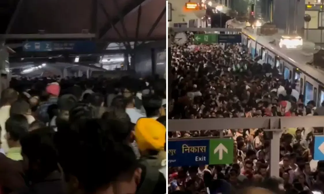 Gurugram metro station crowd Video viral
