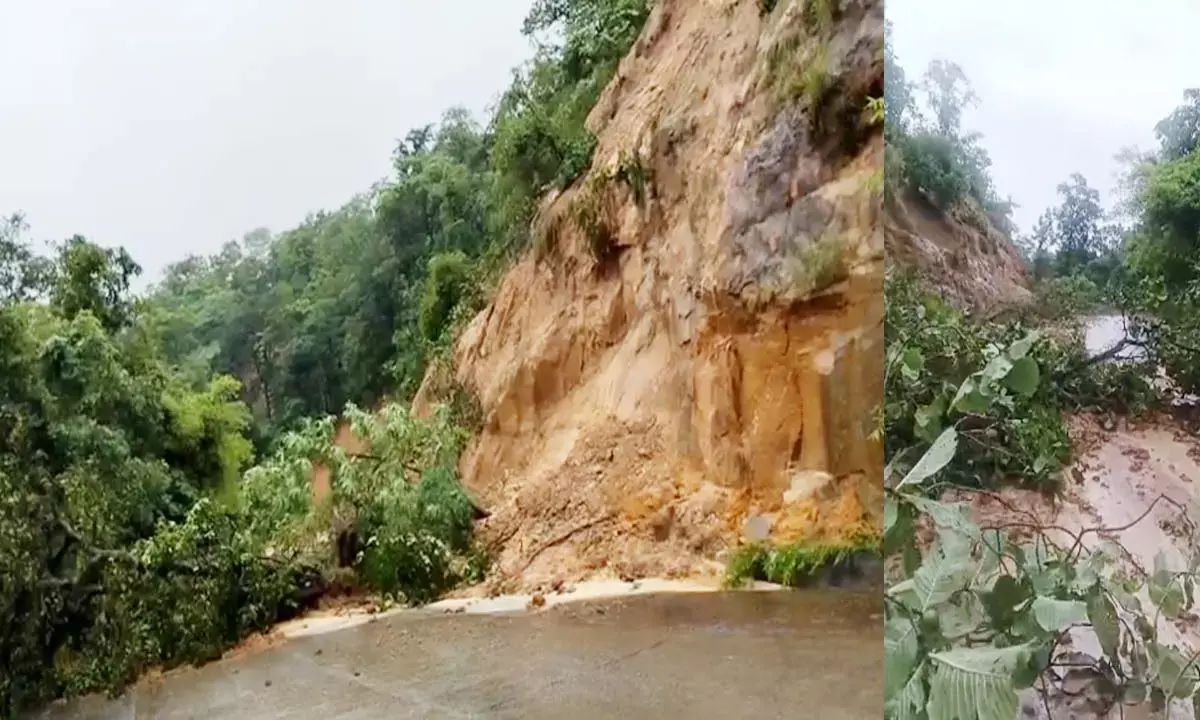 लैंडस्लाइड से बाधित हुआ मार्ग