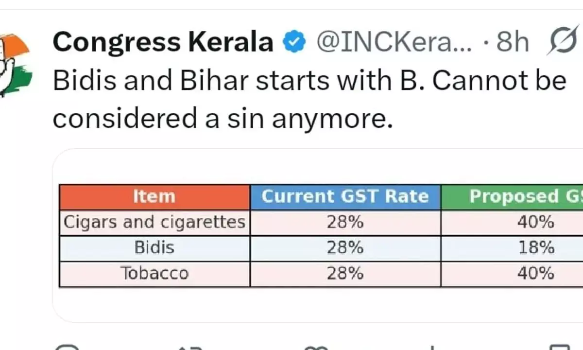 congress B For bidi and bihar GST remark controversy congress B For bidi and bihar GST remark controversy