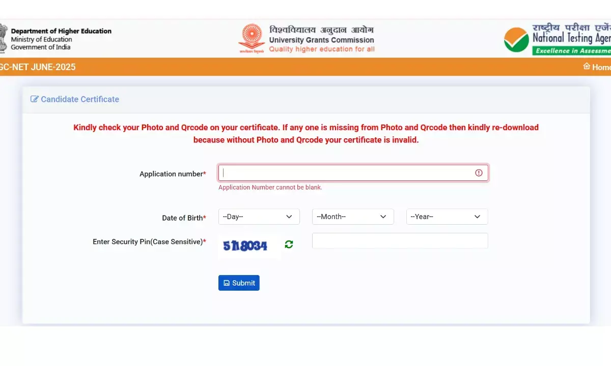 UGC NET 2025 Certificate download