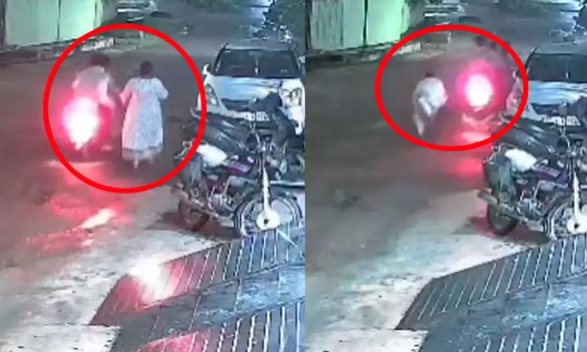स्कूटी सवार बदमाश ने महिला का पर्स लूटा, देखिए CCTV फुटेज