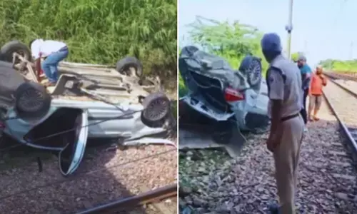 Delhi Car Fell From Flyover Onto Railway Line