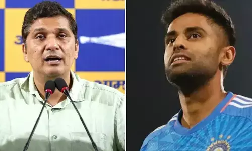 AAP leader Saurabh Bhardwaj and Indian captain Surya Kumar Yadav