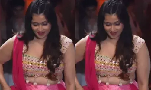 एक्ट्रेस मन्नारा चोपड़ा का पिंक लहंगा