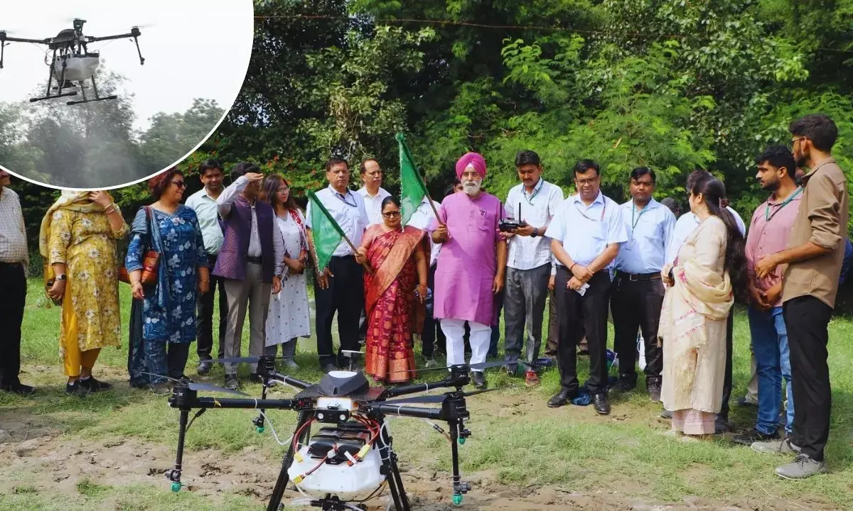 MCD Mayor inaugurated spraying of pesticides through drones in flood-affected areas
