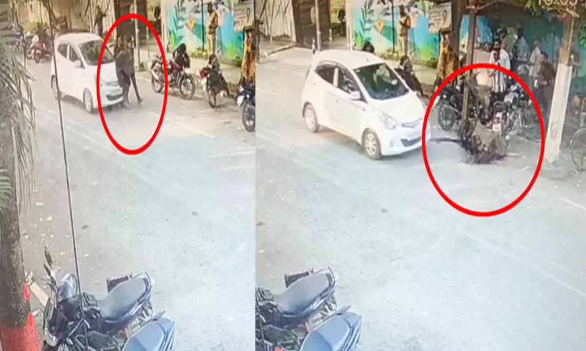 बेकाबू कार ने दो छात्राओं को मारी टक्कर : देखिए CCTV फुटेज, कितनी दूर जाकर गिरी छात्रा