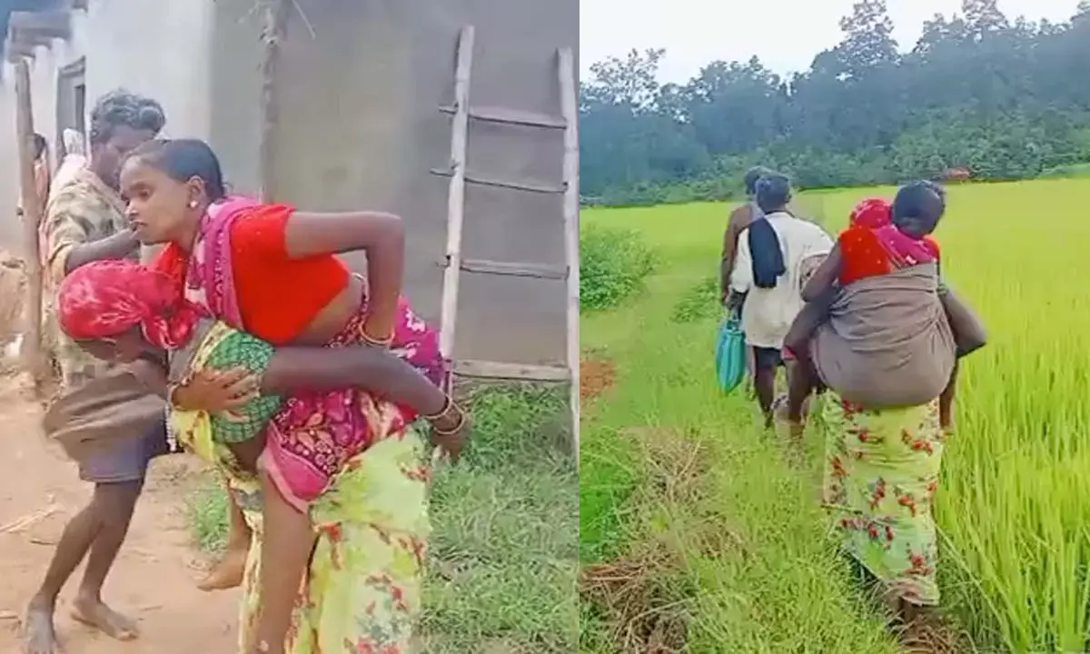 सड़क न होने से एम्बुलेंस नहीं पहुंची गांव