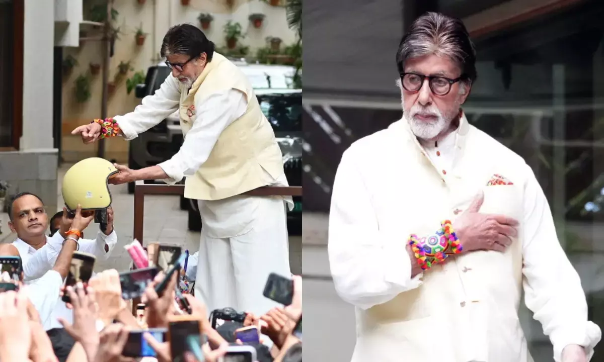 अमिताभ बच्चन ने जलसा के बाहर फैंस को बांटे हेलमेट और डांडिया, देखें वीडियो