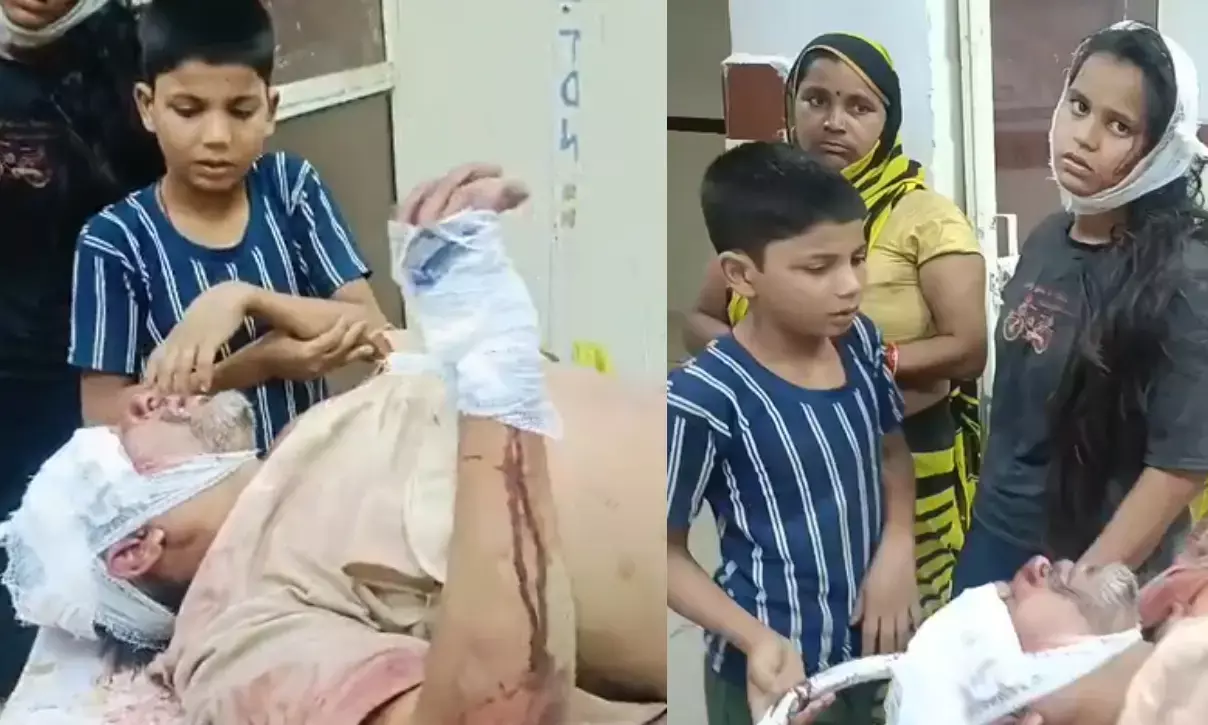 भिंड जिला चिकित्सालय में उपचार के लिए पहुंचे रानीपुरा के बृजमोहन सिंह व अन्य।