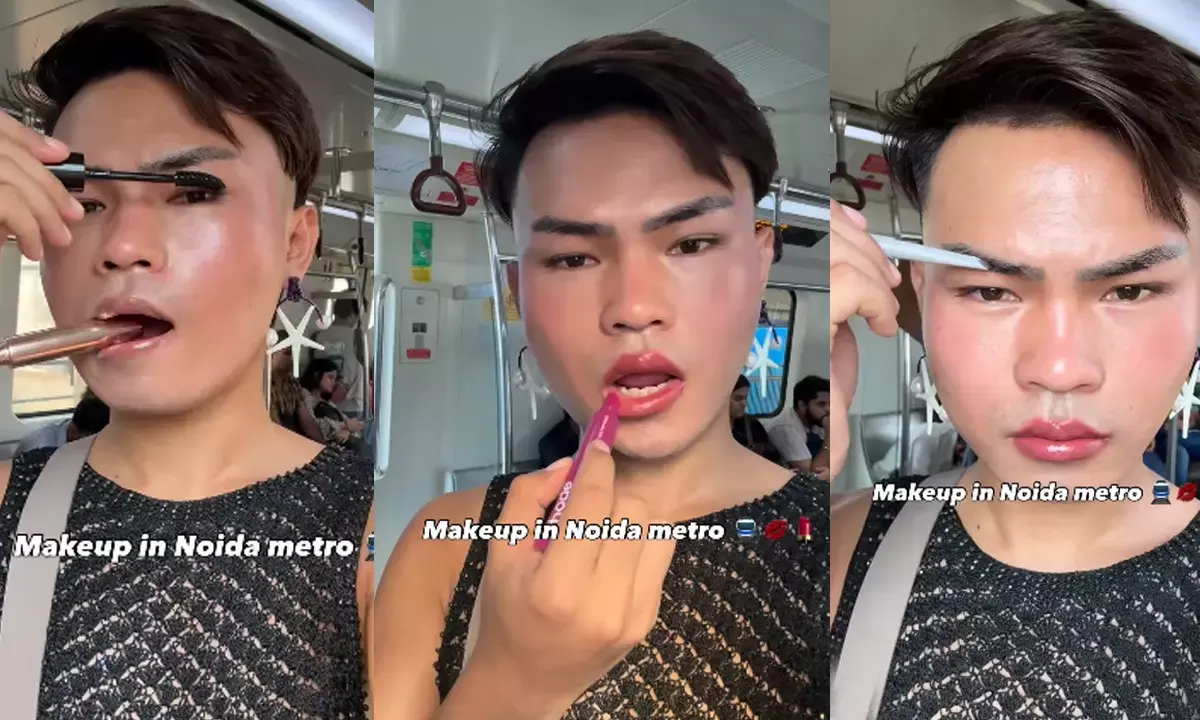 Video of man applying makeup in metro goes viral
