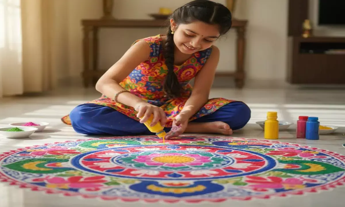 how to make rangoli colors at home