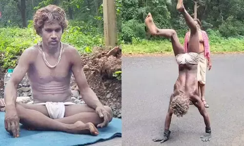 हाथों पर चलकर नर्मदा परिक्रमा का कठोर तप