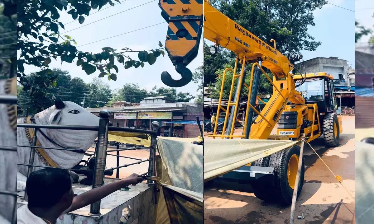 प्रशानिक अनदेखी के चलते हटानी पड़ी नन्दी की मूर्ति, ग्रामीणों में आक्रोश