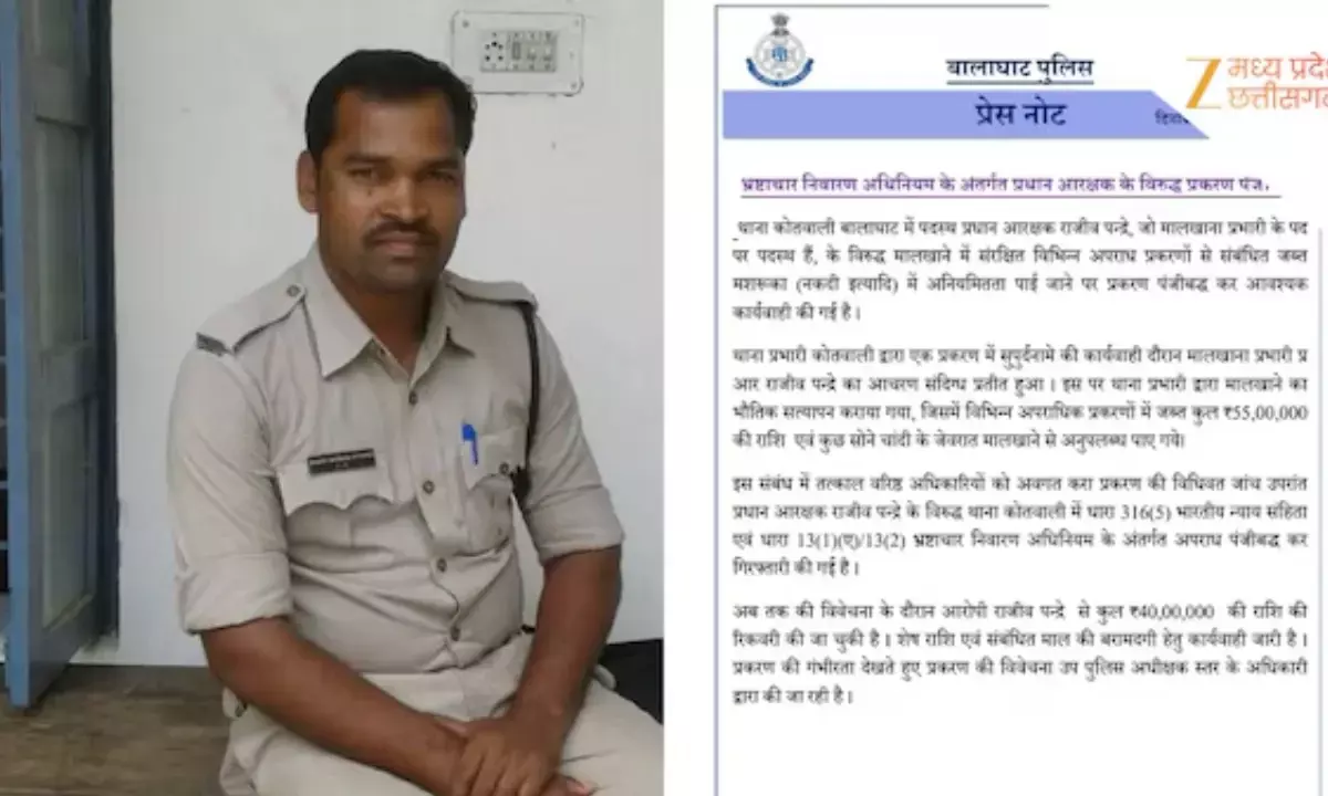 बालाघाट कोतवाली थाने से 55 लाख कैश और 10 लाख के गहने चोरी, मालखाना इंचार्ज ने ही कर दिया बड़ा कांड