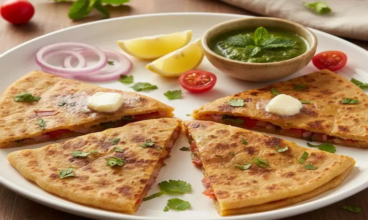 how to make tomato onion paratha