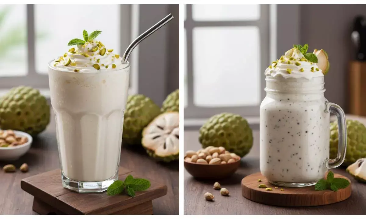 how to make sitafal milk shake