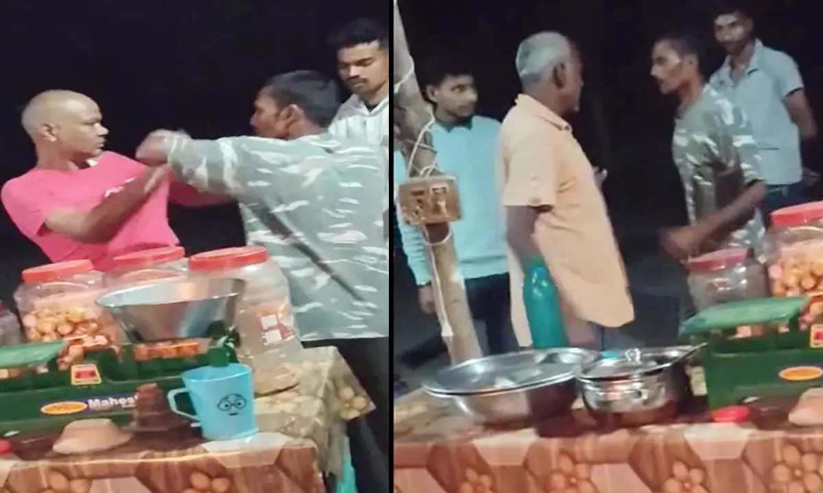 ASI की पिटाई करता हुआ नशेड़ी