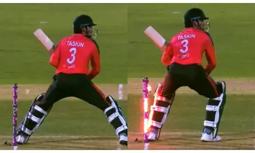Taskin ahmed hit wicket out
