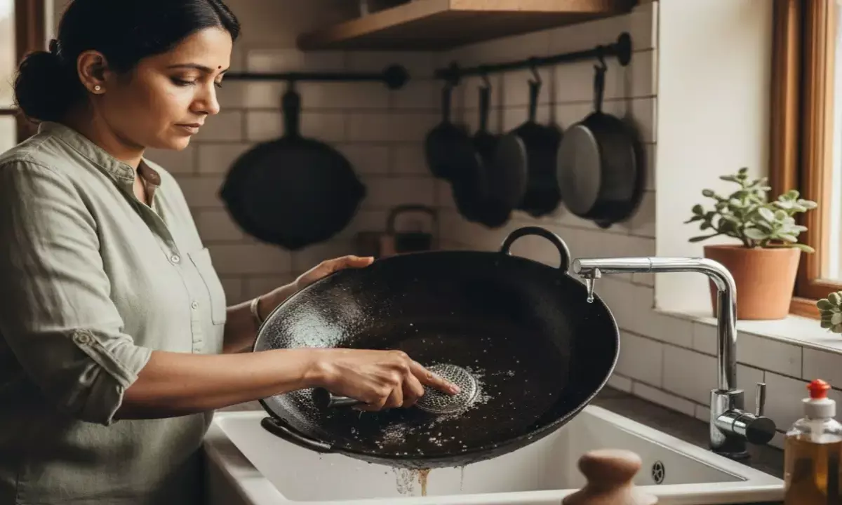 How to remove rust from iron kadai