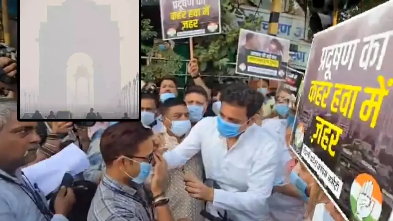 Congress protests against Delhi air pollution Congress protests against Delhi air pollution