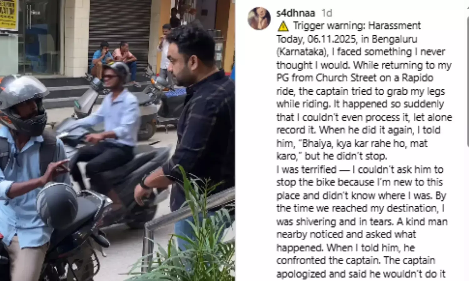 Rapido driver harassment Bengaluru woman case