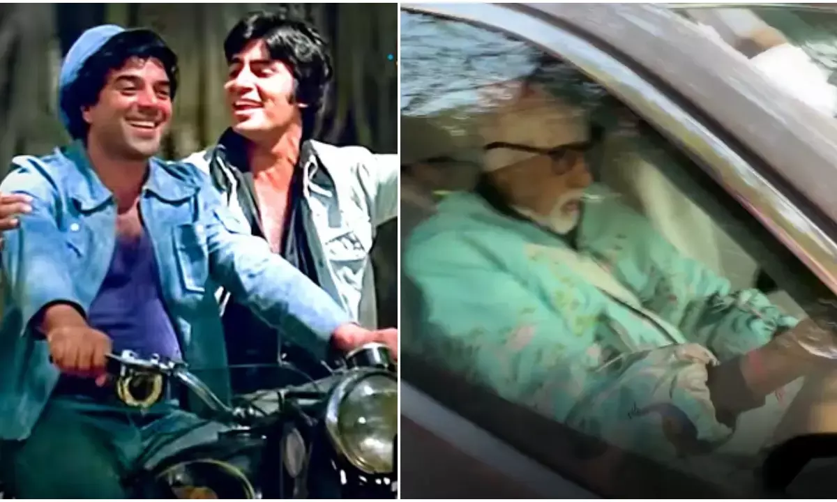 सुपरस्टार अमिताभ बच्चन बुधवार को अपनी कार चालकर अभिनेता धर्मेंद्र के घर के बाहर स्पॉट हुए।