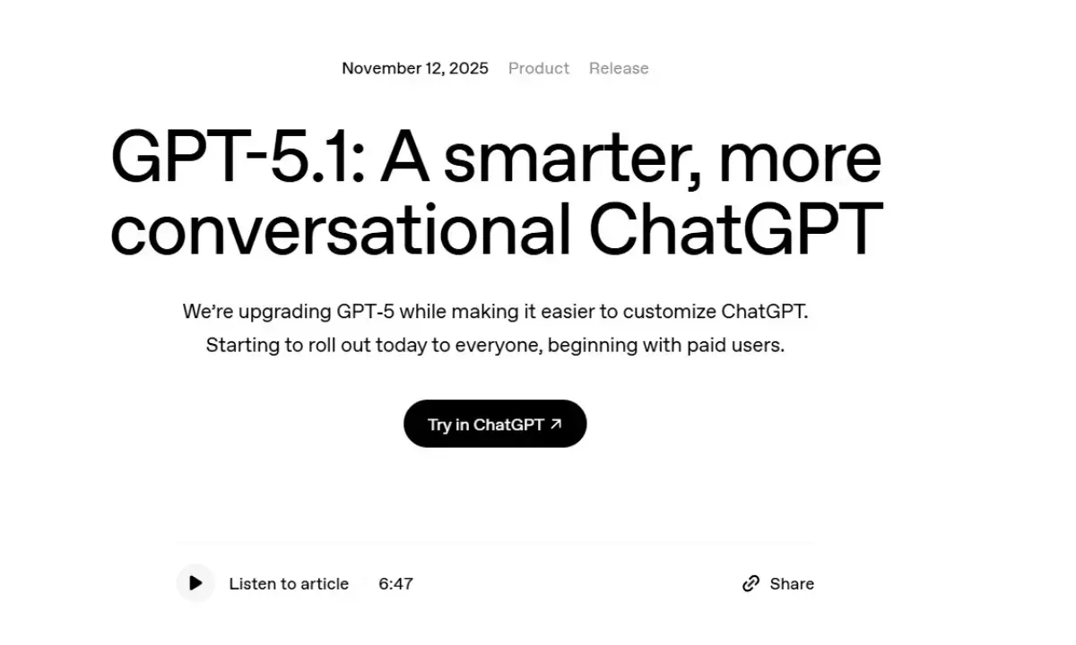 ChatGPT-5.1 Launch