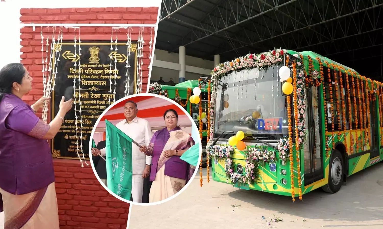 CM Rekha Gupta Flagged Off 50 New Electric Buses