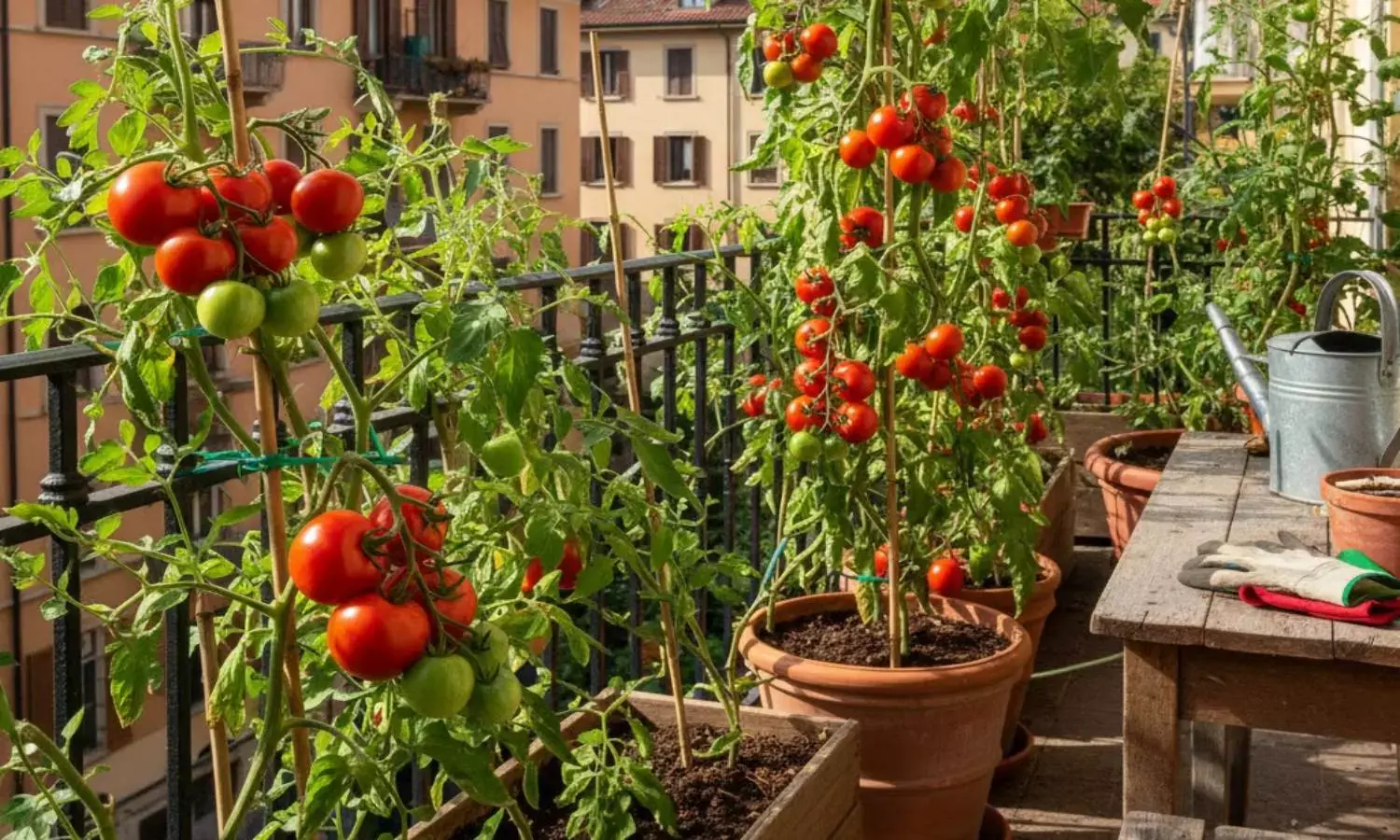 tomato plantation in a pot at home